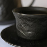 Wilmax Kaffeetassen Set 2er Schwarz 180 ml mit Untertasse Porzellan WL-661151/AB2